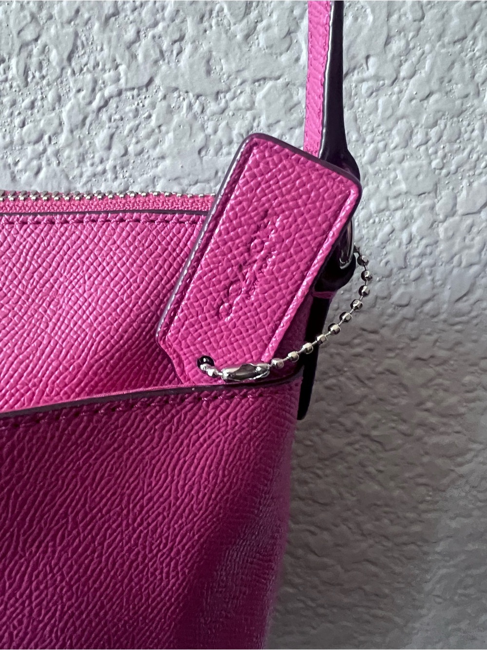 Coach F57788 Bright Fuschia/Saddle CRSGN LTH EW POP Crossbody w/matching wallet - Picture 14 of 16